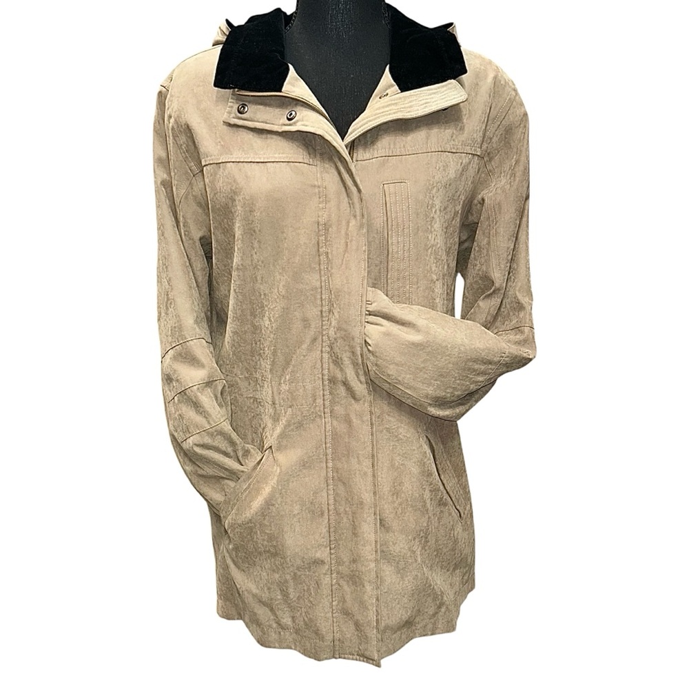 ST. JOHNS BAY Tan Hooded Outdoor Jacket Oversized Fit Mid-length Parka Sz Small